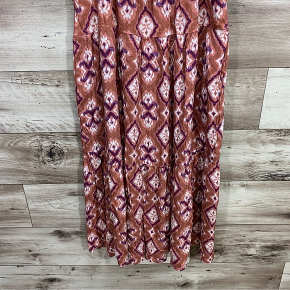 Knox rose women's size XL artsy batik rayon puff sleeve midi boho prairie dress - Picture 3 of 13